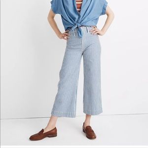 Madewell Emmett Wide Leg Crop pants in herringbone railroad stripe